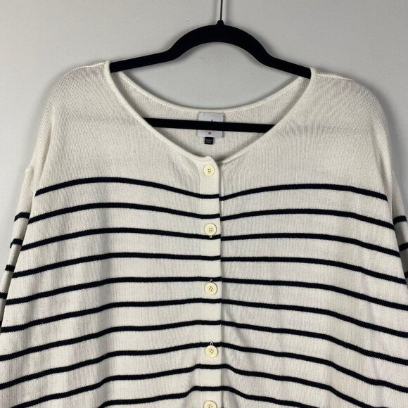 Cabi  Turnabout Reversible Cardigan Sweater Medium black n white stripes 6164 - Picture 2 of 10